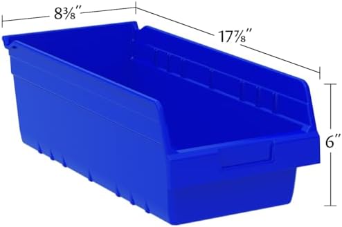 Akro-Mils 30088 Plastic Nesting ShelfMax Storage Bin Box, 18x8x6-Inch, Blue (...
