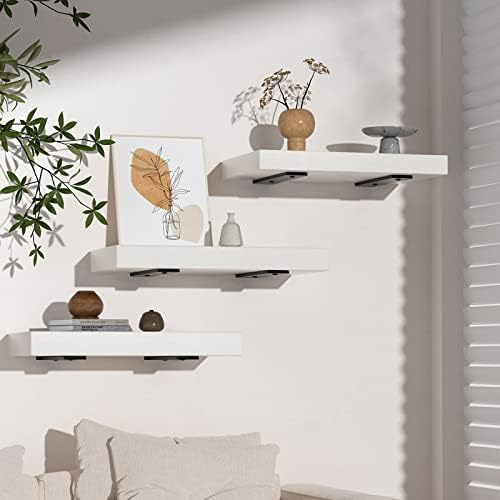 Starunder 14 Inch Floating Shelf Brackets,4 Pack L‑Shape Shelf Supports