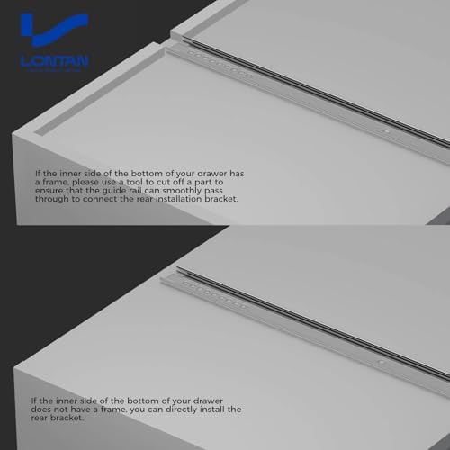 LONTAN 5 Pcs Center Mount Drawer Slides 14 Inch Bottom Mount Drawer Rails