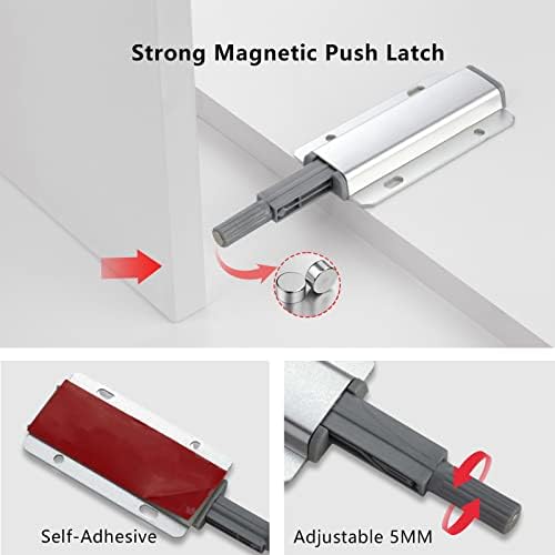 10 Pack Push to Open Door Latches, Magnetic Cabinet Push Latches
