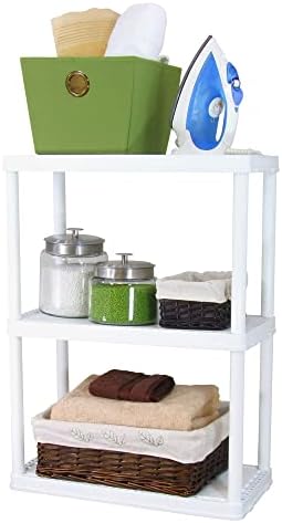 Gracious Living 3 Shelf Fixed Height Solid Light Duty Unit, White, 2 Pack