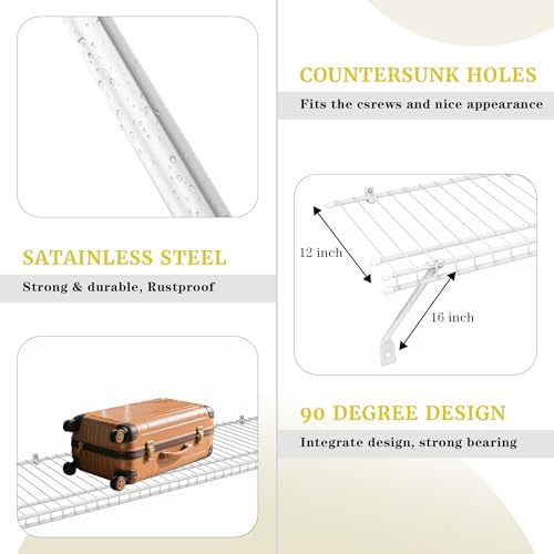 15 Pack 12-Inch Wire Shelf Support Brackets Closet Wire Shelving Support Brac...