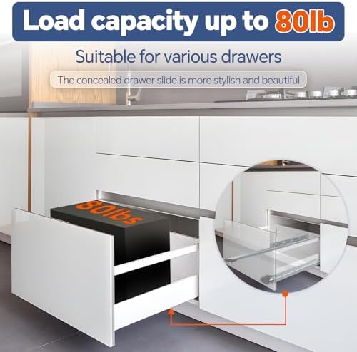 ToBeGreat 21 Inch Undermount Soft Close Drawer Slides - Full Extension
