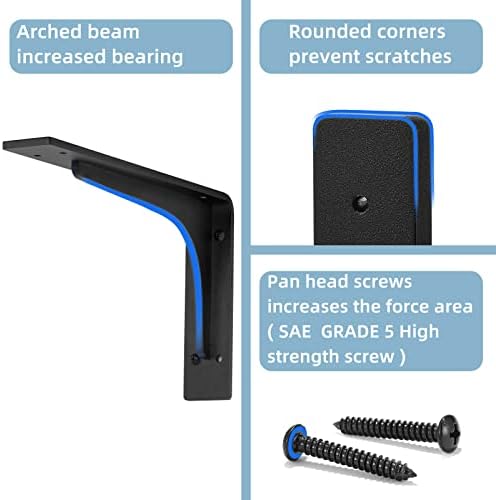 (16 INCH x 9.5 INCH) Shelf Bracket ,L Shelf Brackets,max Load 300lbs, Premium Alloy Metal Heavy Duty Shelf Bracket, high Strength Mounting Hardware Included, countertop Support, Pack of 4.
