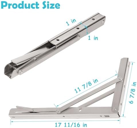 CLT 18'' Folding Shelf Brackets Max. Load 440 lb, Heavy Duty Stainles...