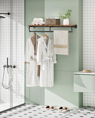 CHOEZON Wall Mounted Clothes Rack, Metal Garment Rack with Top Shelf, Laundry...