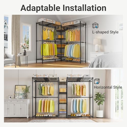 VIPEK X3 Expandable Heavy Duty Clothes Rack Closet Organizer System Black