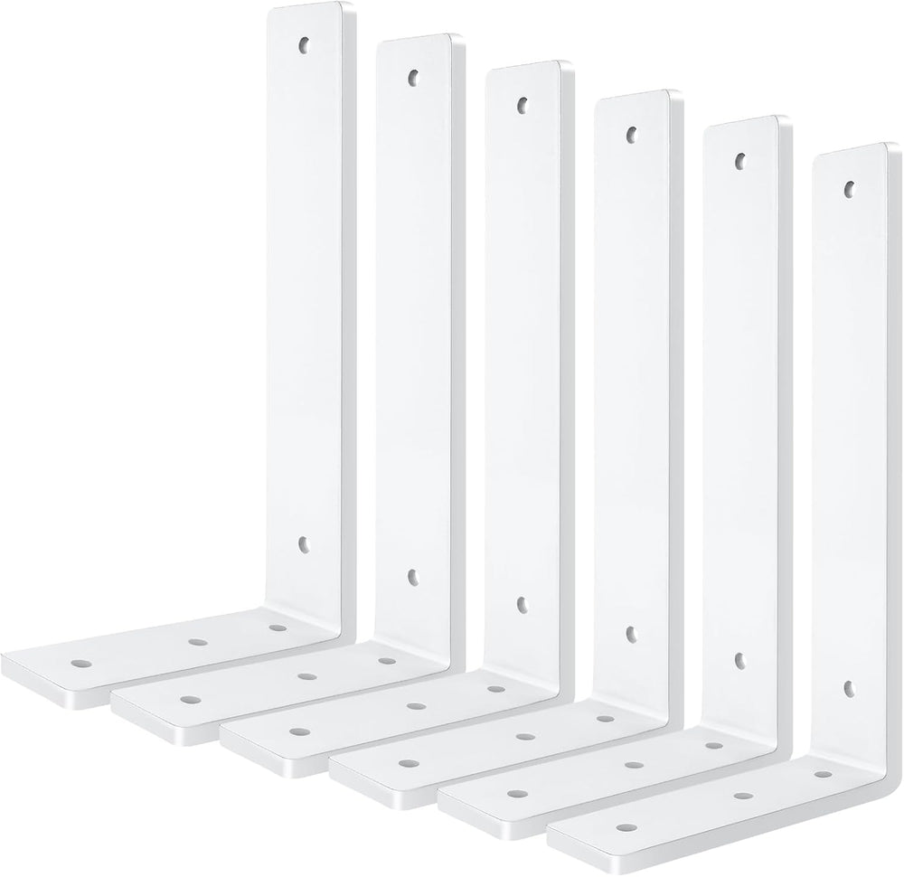 White Floating Shelf Bracket 12 Inch, 6 Pack Heavy Duty Shelf Brackets, Wall ...
