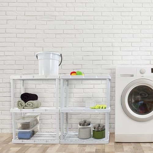Gracious Living 3 Shelf Fixed Height Solid Light Duty Unit, White, 2 Pack