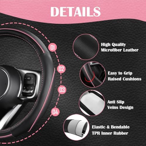 CAR PASS Car Seat Covers Full Set for Women Girls with Waterproof Car Floor M...