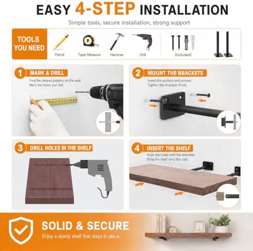 Floating Shelf Brackets, 10 inch Hidden Shelf Brackets Heavy Duty Blind Shelf...
