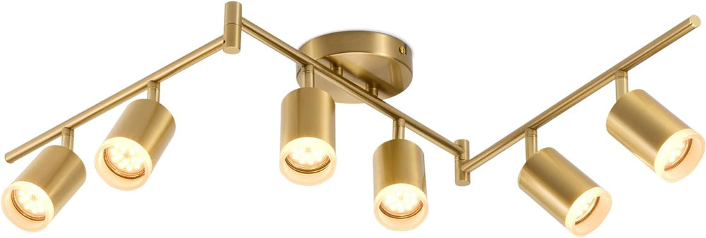 Bojim 6 Light Gold Kitchen Track Lighting Fixtures Ceiling Adjustable Head