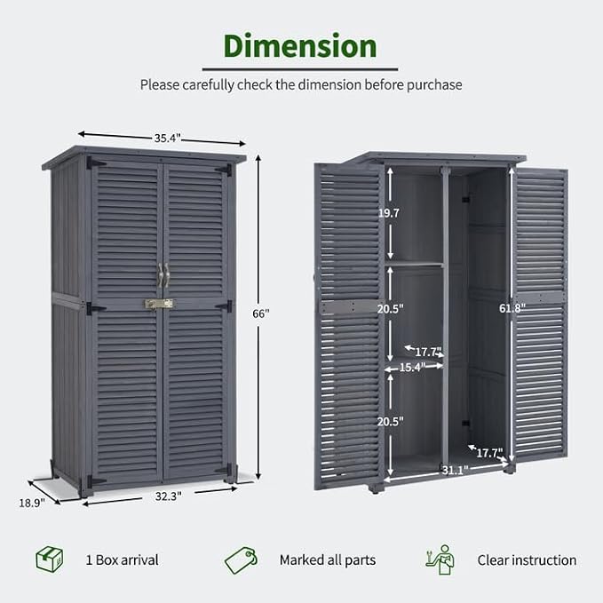 MCombo Outdoor Storage Cabinet, Wooden Storage Shed