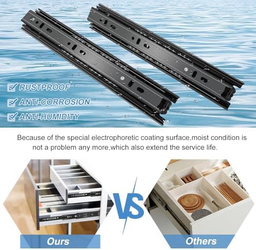 Sulawskys 10 Inch Drawer Slides, 6 Pairs (12 Pcs) Full Extension Ball Bearing...