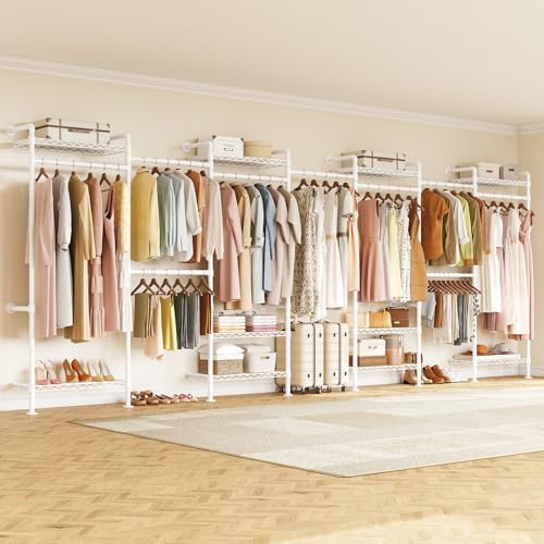 ONBRILL L7 Wall Mounted Industrial Pipe Clothing Rack, Corner Closet System