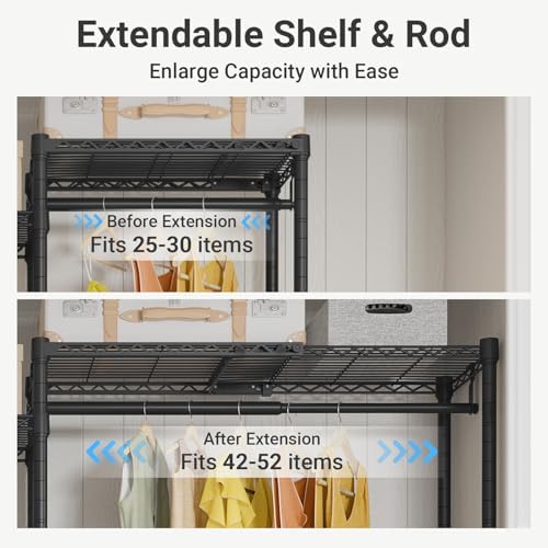 VIPEK X3 Expandable Heavy Duty Clothes Rack Closet Organizer System Black