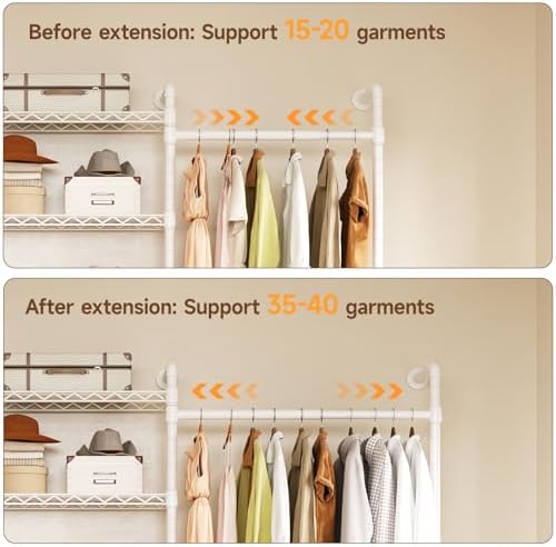 ONBRILL L7 Wall Mounted Industrial Pipe Clothing Rack, Corner Closet System