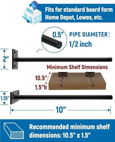 12-Pack 10 inch Floating Shelf Brackets, Hidden Shelf Bracket for Wood