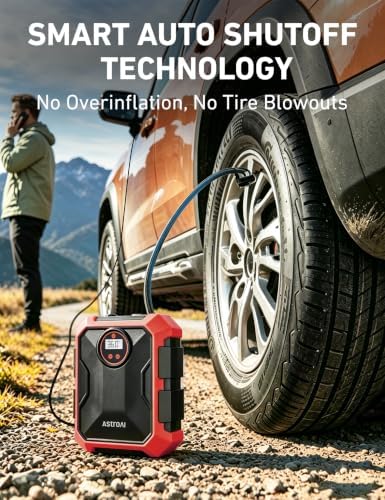 AstroAI Portable Air Compressor and Tire Inflator - 12V DC Auto Accessory wit...