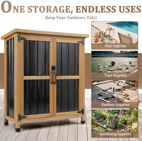 PetsCosset Small Outdoor Storage Cabinet Weatherproof with Lockable Doors