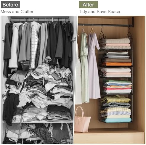 X-cosrack Hanging Closet Organizer and Storage - 5-Tier Closet Storage Organi...
