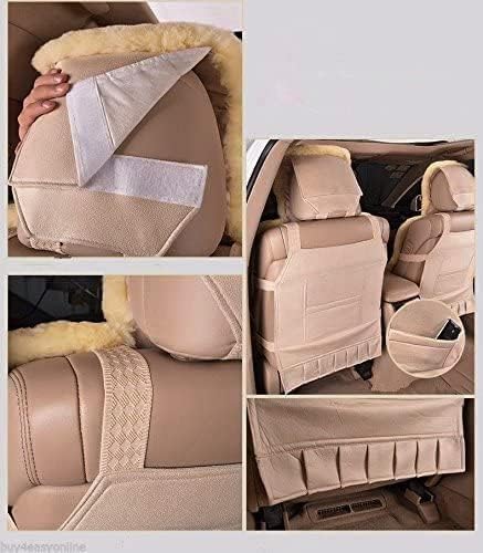Pair 50% Genuine Sheepskin Car Seat Covers Winter Long Wool Universal Pink