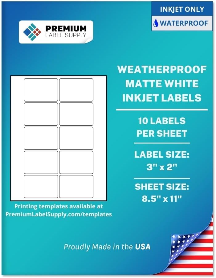 Premium Label Supply Waterproof Matte White Sticker Labels – 3" x 2&quot...