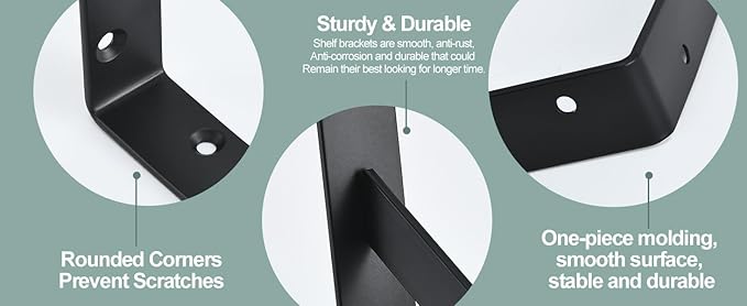 12 Pack L22 x H 12" Black Heavy Duty Shelf Brackets