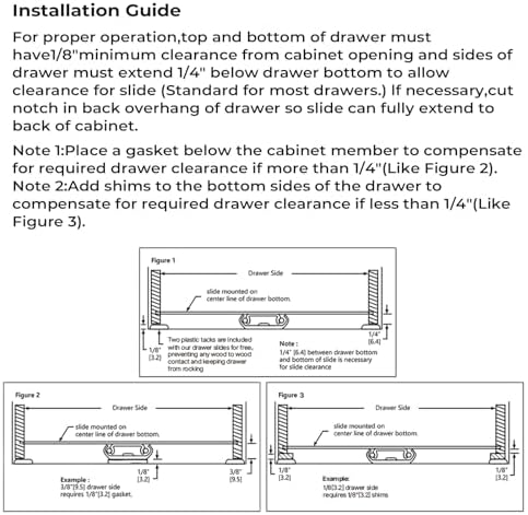 LONTAN 5 Pcs Center Mount Drawer Slides 14 Inch Bottom Mount Drawer Rails