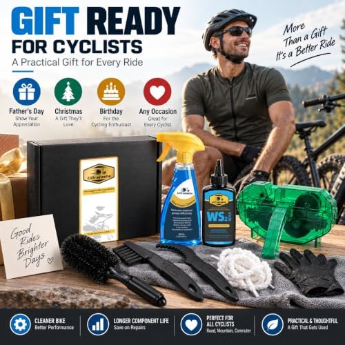 Bike Cleaning Kit, 8-Piece with Degreaser, 4 oz WS2 Lube & Chain Scrubber