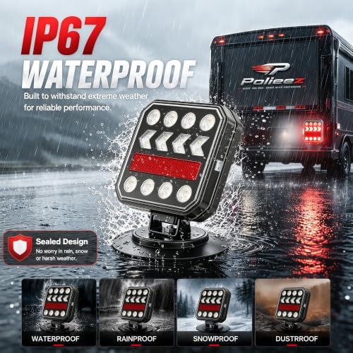 Wireless Trailer Lights, Magnetic Rechargeable LED Tow Light Kit for Trucks