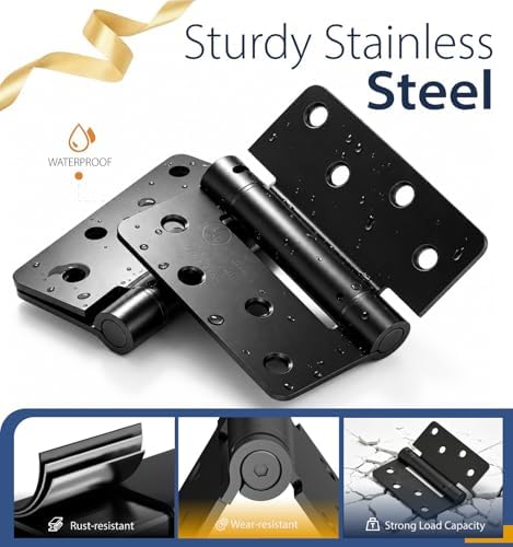 4 Inch Self Closing Door Hinges,3-Pack Spring Hinges,1/4" Radius Corners