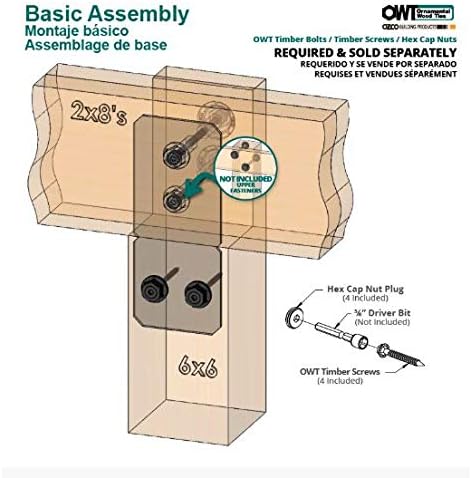 OZCO Ironwood Post to Beam Connector, 8in, 2 Pieces, Black