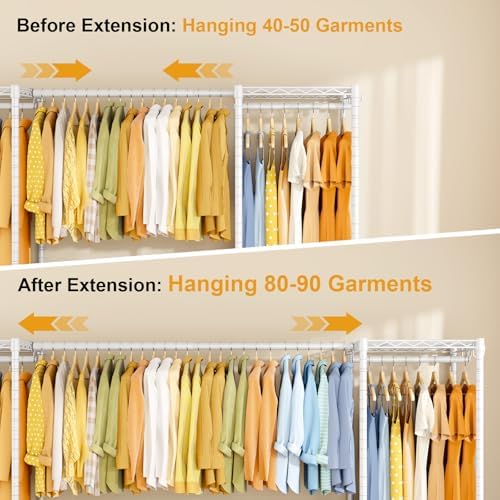 ULIFHOME Heavy-Duty Garment Rack, Adjustable Clothing Racks Hanging Clothes