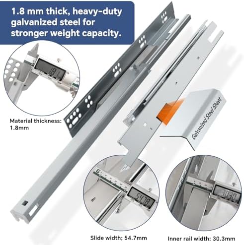 ToBeGreat 21 Inch Undermount Soft Close Drawer Slides - Full Extension