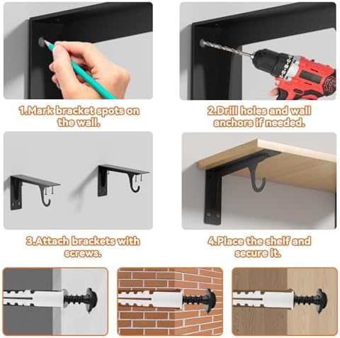 4Pack Heavy Duty Closet Rod Brackets Support 300lbs Capacity