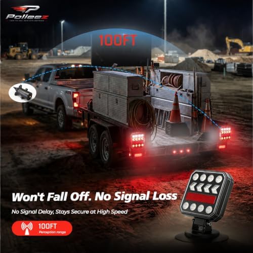 Wireless Trailer Lights, Magnetic Rechargeable LED Tow Light Kit for Trucks