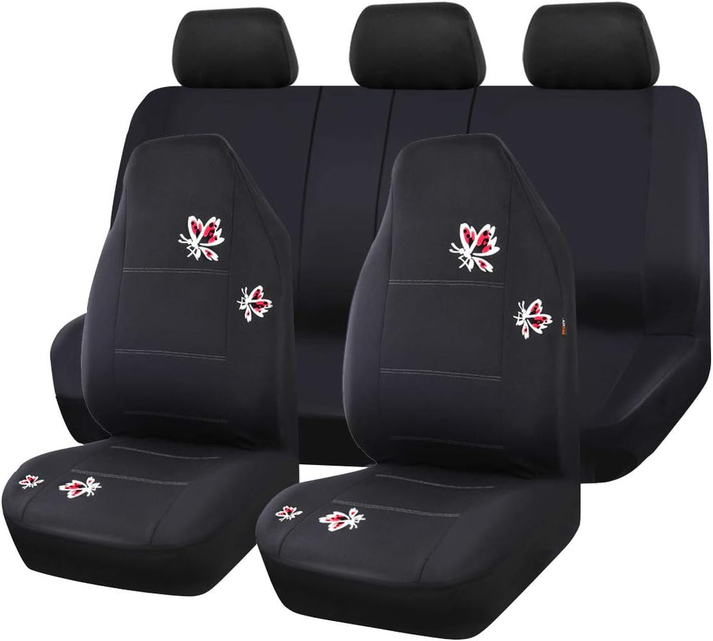 Outlet Pretty Butterfly Universal Fit High Back Full Set Car Seat Covers,Airb...