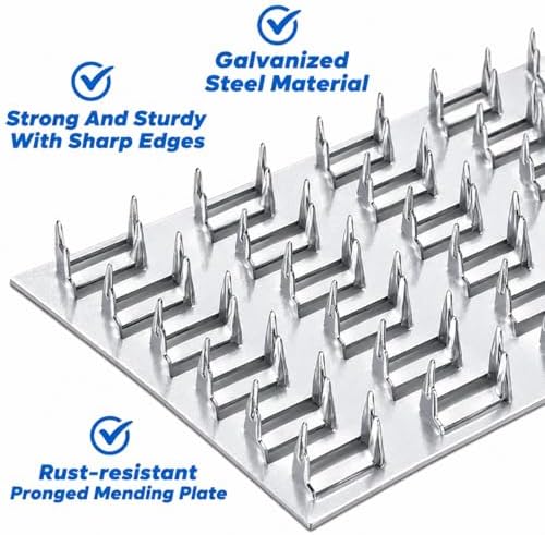 100 Pack Truss Plates Pronged Flat Mending Plate, 4 x 2 in, 9mm Teeth