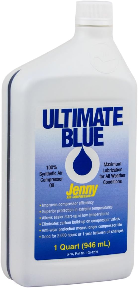 Jenny Ultimate Blue 100% Synthetic Air Compressor Oil, 1 QT