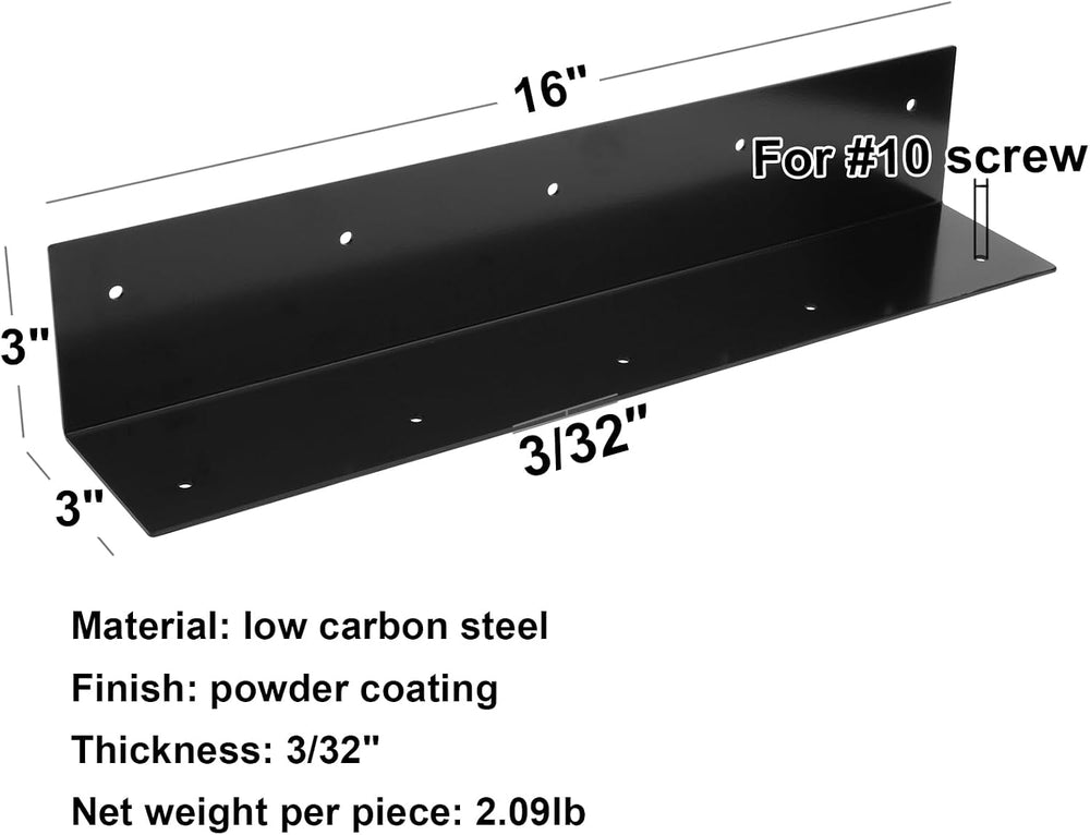 4 Pack 16" x 3" Black Raised Garden Bed Corner Bracket for Wood