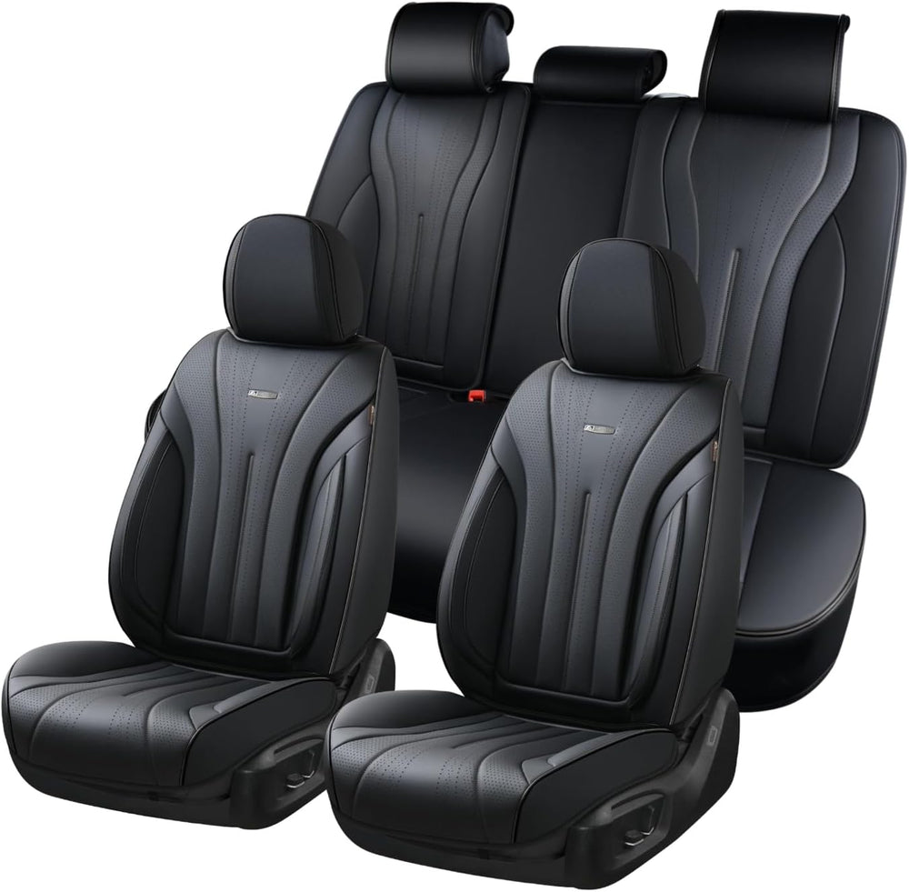 Coverado Car Seat Covers Full Set, Waterproof Nappa Leather Seat Cover for Ca...