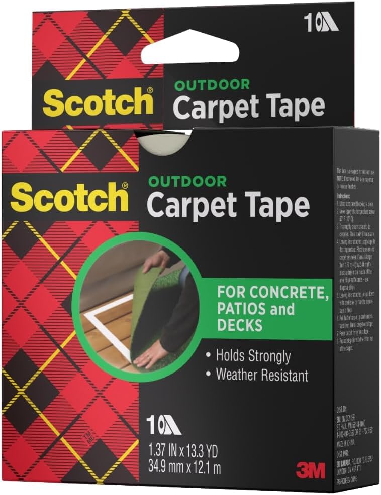 3M Scotch Double-Sided Carpet Tape 1.3 in x 40 ft Rolls - 3 Pack