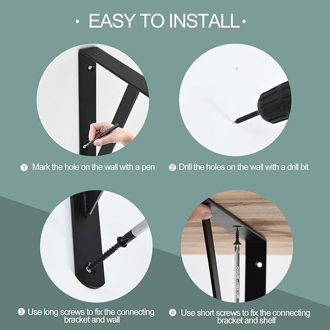 24 Pack L10 x H 8" Black Heavy Duty Shelf Brackets