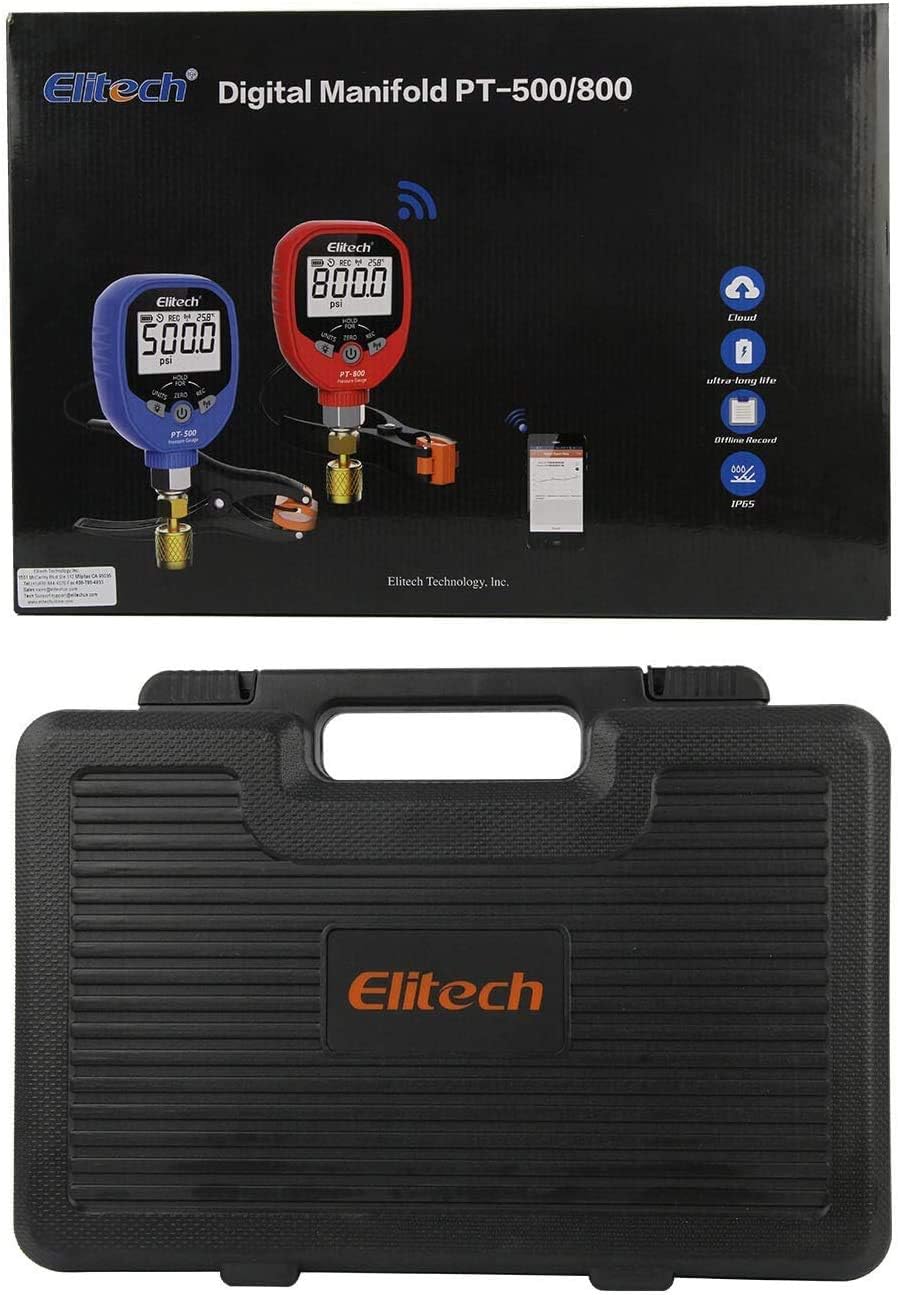 Elitech Wireless Digital HVAC Refrigerant Gauge Set PT-500/800Pro