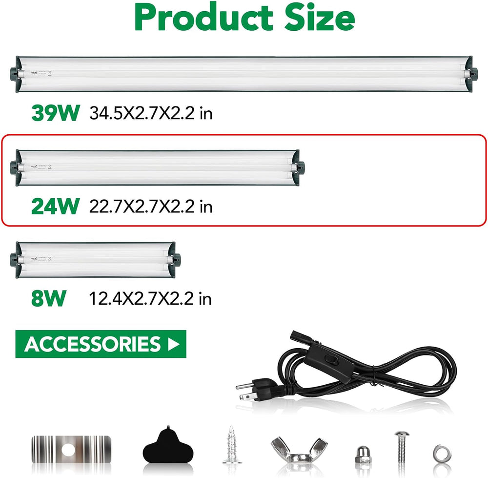 T5 Reptile Light Fixture Green Combo Kit 24W Light Fixture Reptile Terrarium ...