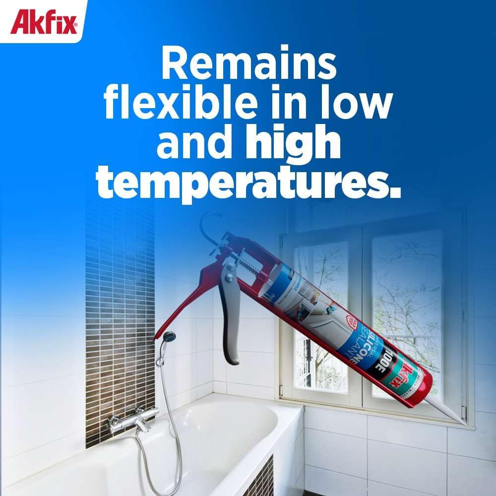 Akfix 100E RTV Gray Silicone Caulk (12x10.1 fl.oz.) - 100% Waterproof Silicon...