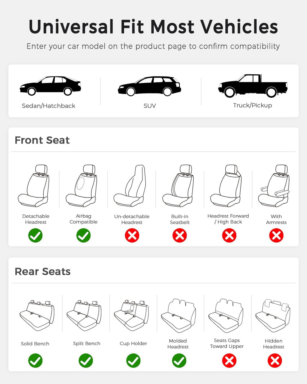 Huidasource Brown Front Seat Covers, Nappa Leather Front Car Seat Covers, Sid...