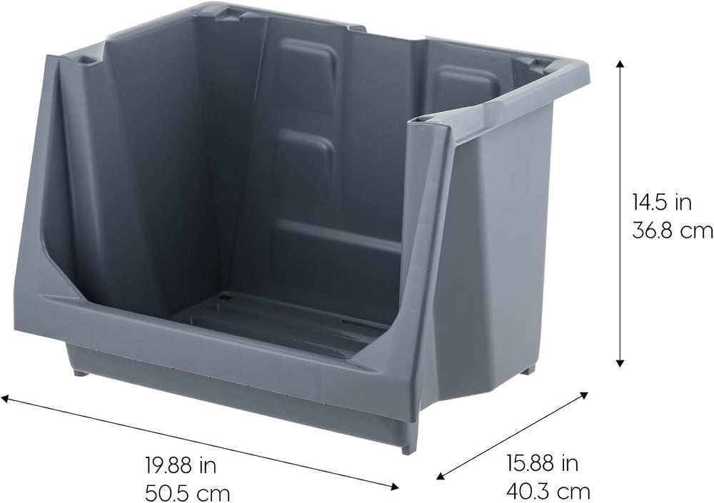 IRIS USA 3-Pack Large Open Front Storage Bins, Gray