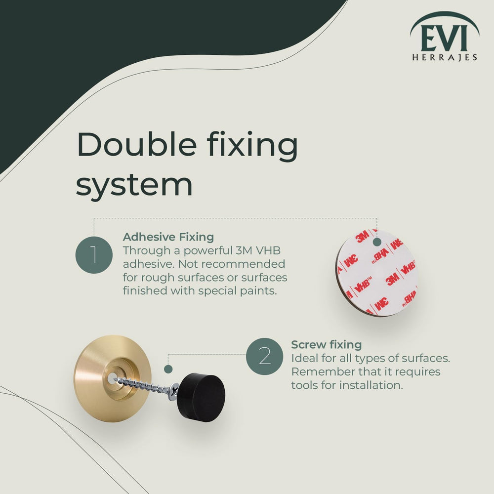 EVI Herrajes | Adhesive Door Stop | Wall Mounted | 1.37x0.59 | Matt Brass | C...
